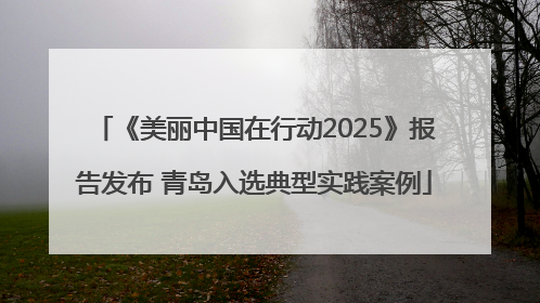 《美丽中国在行动2025》报告发布 青岛入选典型实践案例