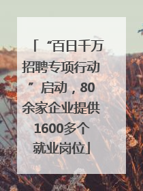 “百日千万招聘专项行动”启动，80余家企业提供1600多个就业岗位