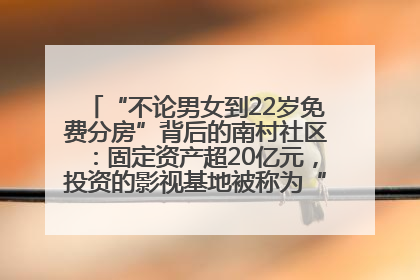 “不论男女到22岁免费分房”背后的南村社区：固定资产超20亿元，投资的影视基地被称为“山村好莱坞”
