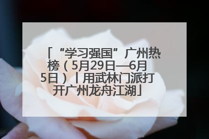 “学习强国”广州热榜（5月29日—6月5日）丨用武林门派打开广州龙舟江湖