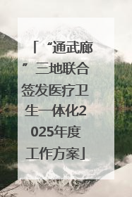 “通武廊”三地联合签发医疗卫生一体化2025年度工作方案