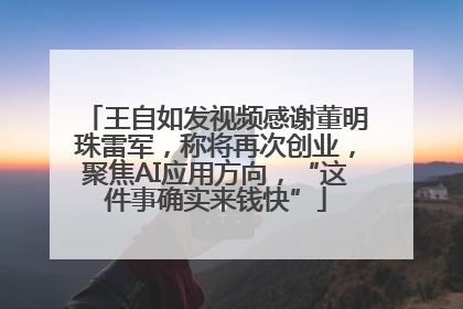 王自如发视频感谢董明珠雷军，称将再次创业，聚焦AI应用方向，“这件事确实来钱快”