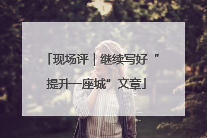 现场评｜继续写好“提升一座城”文章