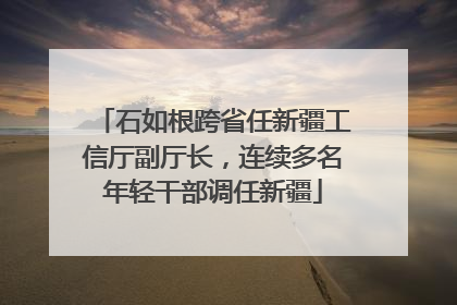 石如根跨省任新疆工信厅副厅长，连续多名年轻干部调任新疆