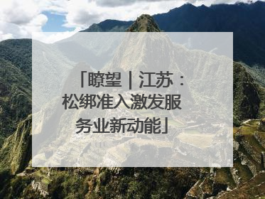 瞭望｜江苏：松绑准入激发服务业新动能