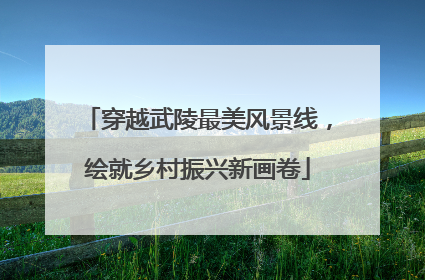 穿越武陵最美风景线，绘就乡村振兴新画卷