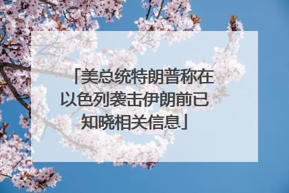 美总统特朗普称在以色列袭击伊朗前已知晓相关信息