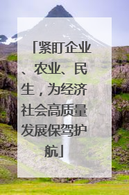 紧盯企业、农业、民生，为经济社会高质量发展保驾护航