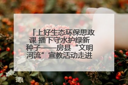 上好生态环保思政课 播下守水护绿新种子——房县“文明河流”宣教活动走进八一希望小学