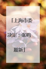 上海市委决定：张鸣履新