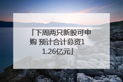 下周两只新股可申购 预计合计募资11.26亿元
