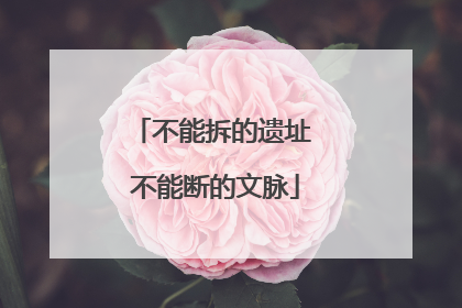 不能拆的遗址 不能断的文脉