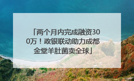 两个月内完成融资300万！政银联动助力成都金堂羊肚菌卖全球