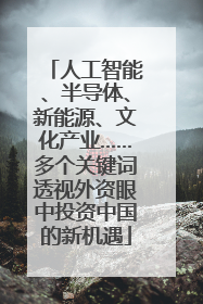 人工智能、半导体、新能源、文化产业……多个关键词透视外资眼中投资中国的新机遇