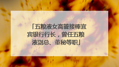 五粮液女高管接棒宜宾银行行长，曾任五粮液副总、董秘等职