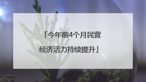 今年前4个月民营经济活力持续提升