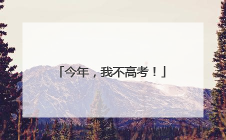 今年，我不高考！