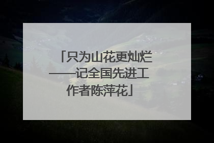 只为山花更灿烂——记全国先进工作者陈萍花
