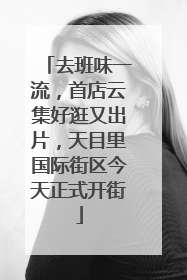 去班味一流，首店云集好逛又出片，天目里国际街区今天正式开街