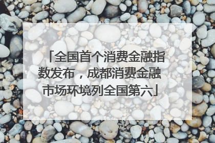 全国首个消费金融指数发布，成都消费金融市场环境列全国第六