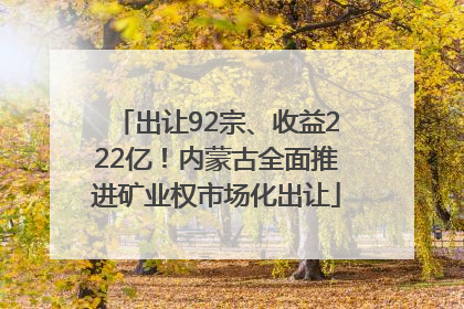 出让92宗、收益222亿！内蒙古全面推进矿业权市场化出让