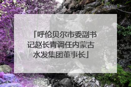 呼伦贝尔市委副书记赵长青调任内蒙古水发集团董事长
