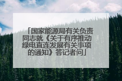 国家能源局有关负责同志就《关于有序推动绿电直连发展有关事项的通知》答记者问
