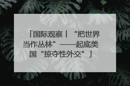 国际观察丨“把世界当作丛林”——起底美国“掠夺性外交”