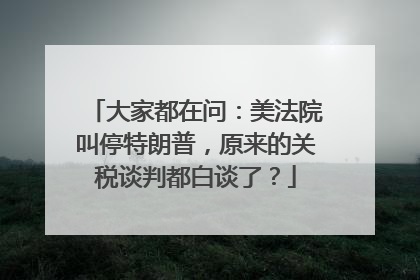大家都在问：美法院叫停特朗普，原来的关税谈判都白谈了？