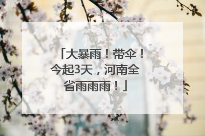 大暴雨！带伞！今起3天，河南全省雨雨雨！