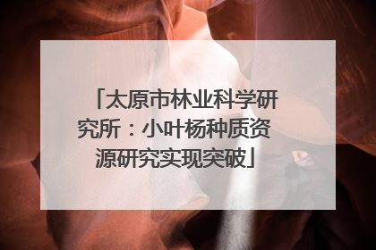 太原市林业科学研究所：小叶杨种质资源研究实现突破
