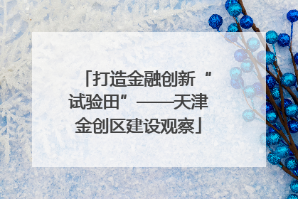 打造金融创新“试验田”——天津金创区建设观察