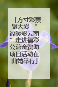方寸彩票聚大爱 “福暖彩云南”走进福彩公益金资助项目活动在曲靖举行
