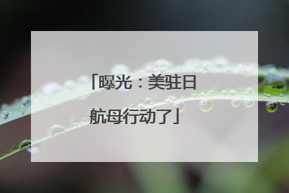 曝光：美驻日航母行动了