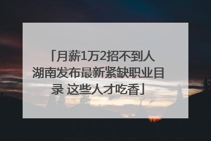 月薪1万2招不到人 湖南发布最新紧缺职业目录 这些人才吃香