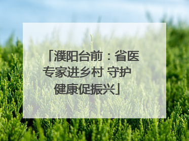 濮阳台前：省医专家进乡村 守护健康促振兴