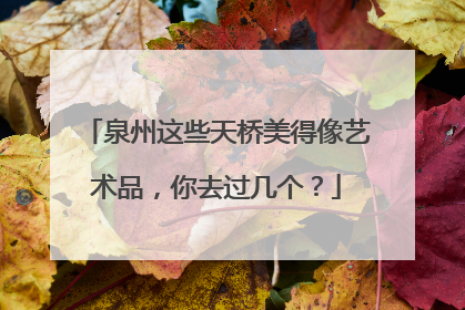 泉州这些天桥美得像艺术品，你去过几个？