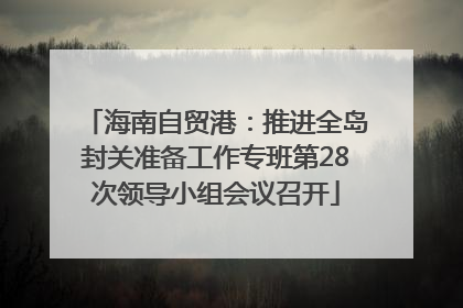 海南自贸港：推进全岛封关准备工作专班第28次领导小组会议召开