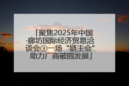 聚焦2025年中国·廊坊国际经济贸易洽谈会③一场“链主会” 助力厂商破圈发展