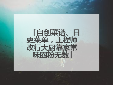 自创菜谱、日更菜单，工程师改行大厨靠家常味圈粉无数