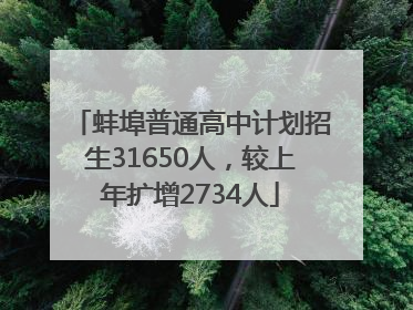 蚌埠普通高中计划招生31650人，较上年扩增2734人