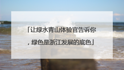 让绿水青山体验官告诉你，绿色是浙江发展的底色