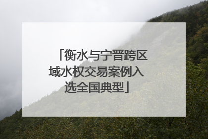 衡水与宁晋跨区域水权交易案例入选全国典型