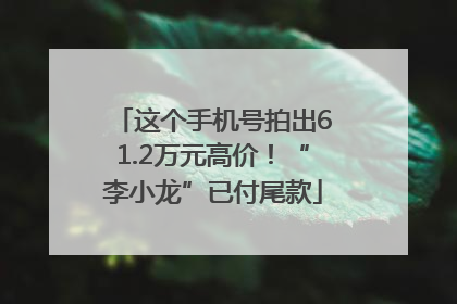 这个手机号拍出61.2万元高价！“李小龙”已付尾款