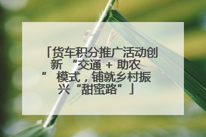 货车积分推广活动创新 “交通 + 助农” 模式，铺就乡村振兴“甜蜜路”