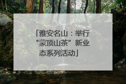 雅安名山：举行“蒙顶山茶”新业态系列活动