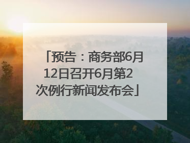预告：商务部6月12日召开6月第2次例行新闻发布会